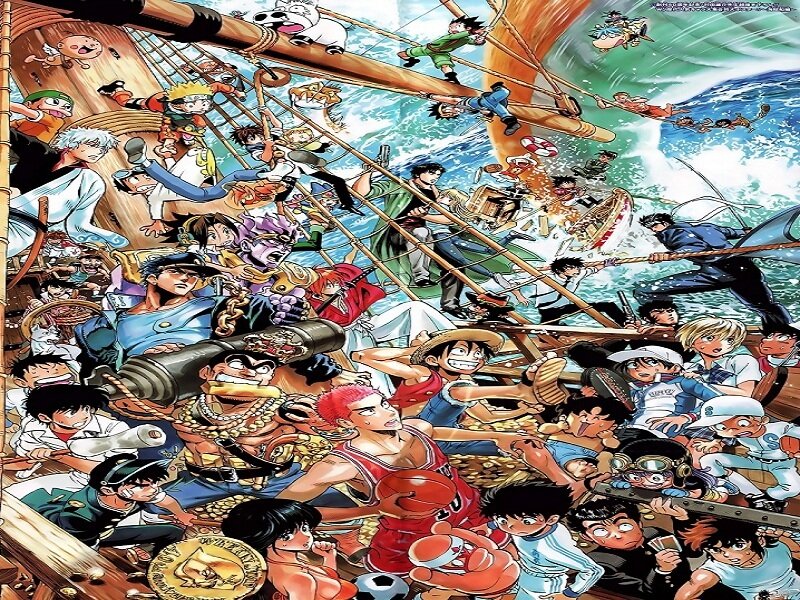 Anime Characters on Ship — Blue, Chaotic