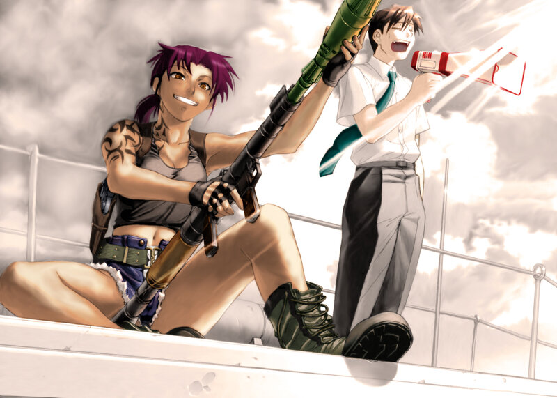 Anime Characters on Ship — Purple, Dramatic