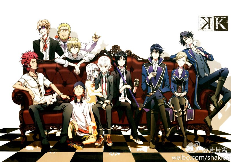 Anime Characters on Sofa — Red, Dramatic