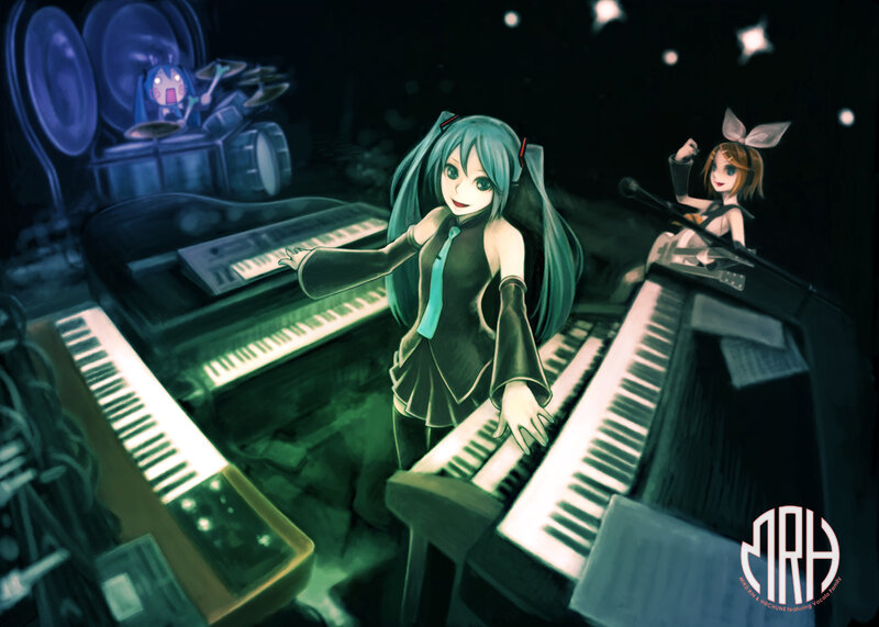 Anime Characters on Stage — Green, Dramatic