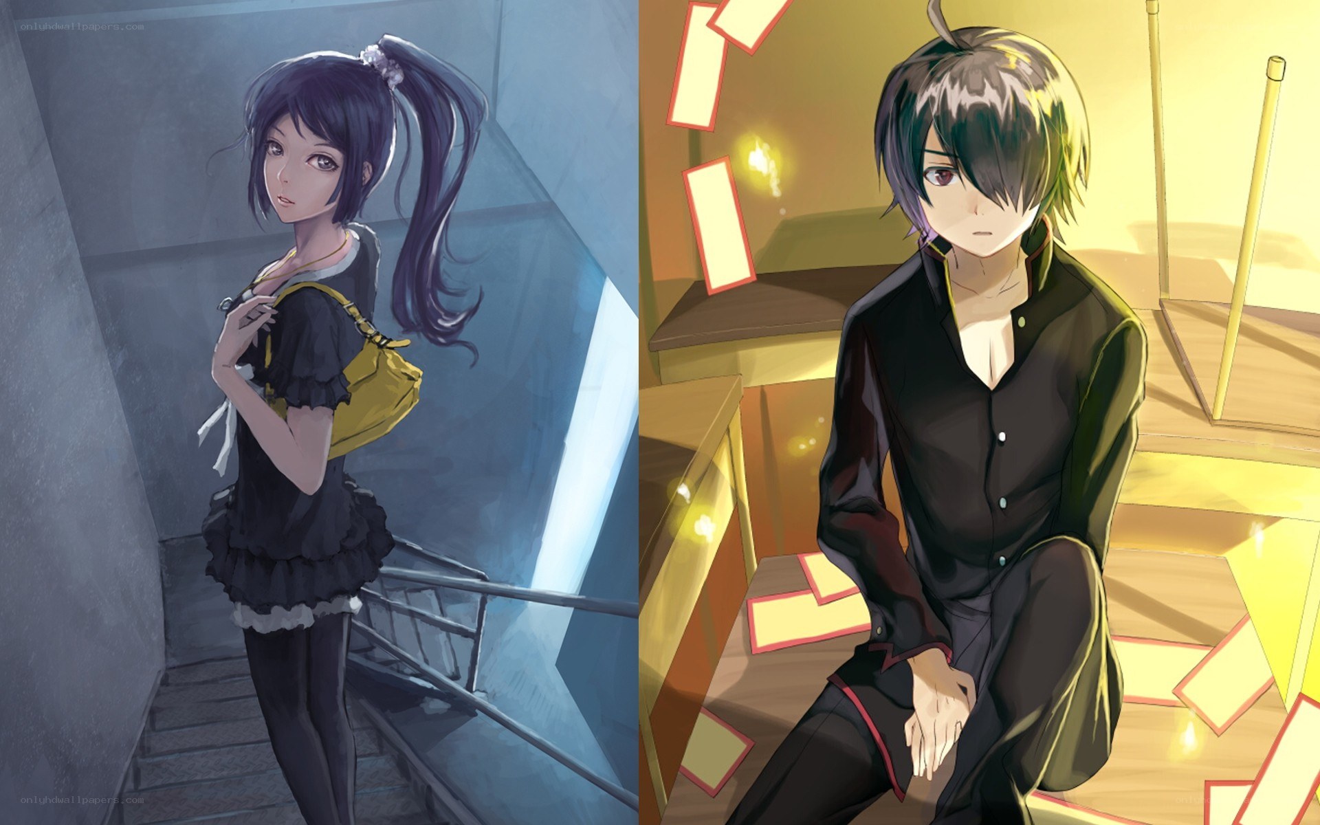 Anime characters on stairs