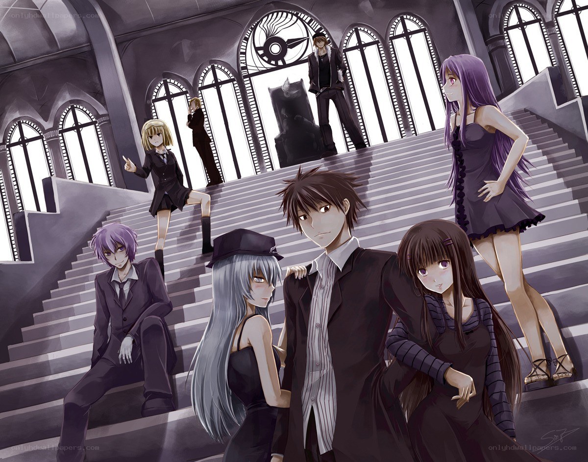 anime characters on stairs