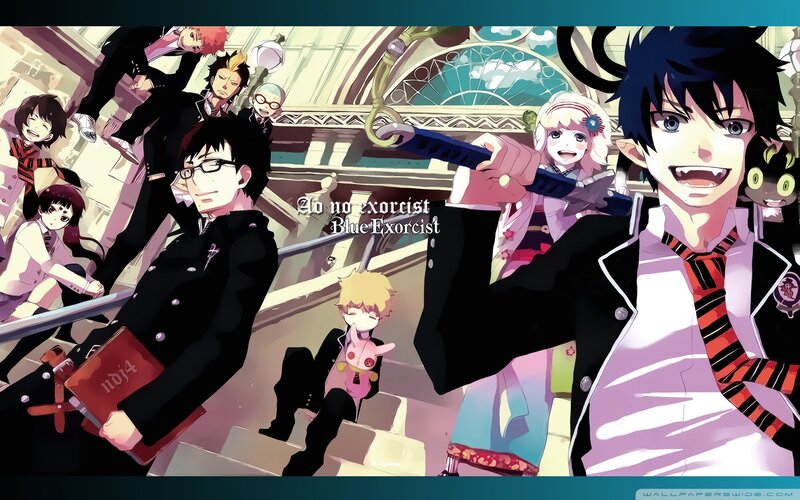 Anime Characters on Stairs — Black, Dramatic, Manga, School Uniform