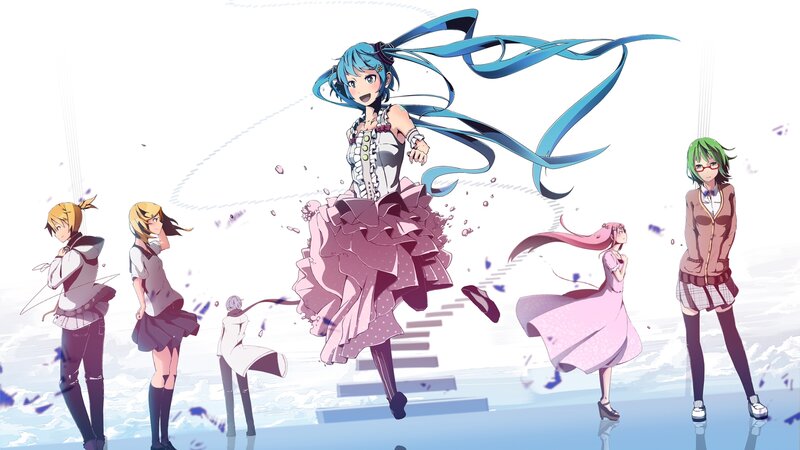 Anime Characters on Stairs — Blue, Dynamic