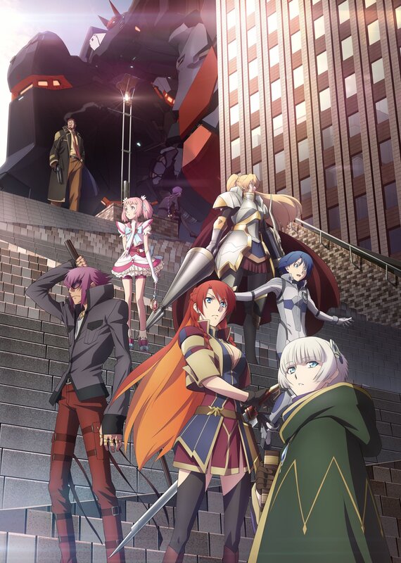 Anime Characters on Stairs — Red, Dramatic