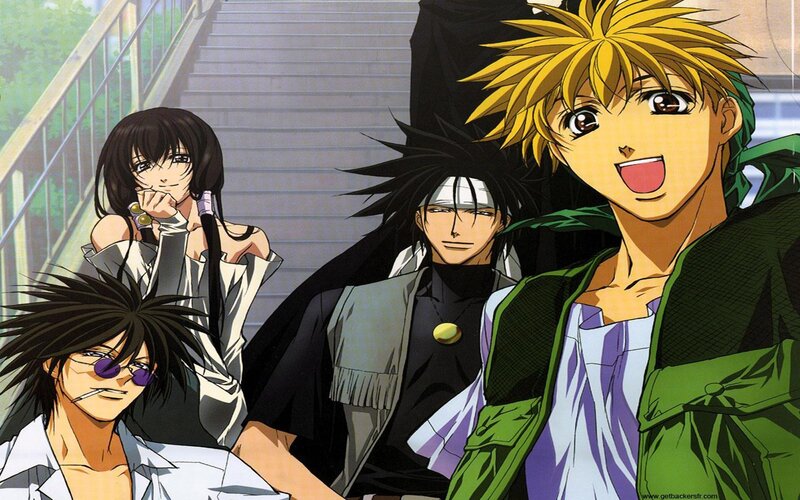 anime characters on stairs