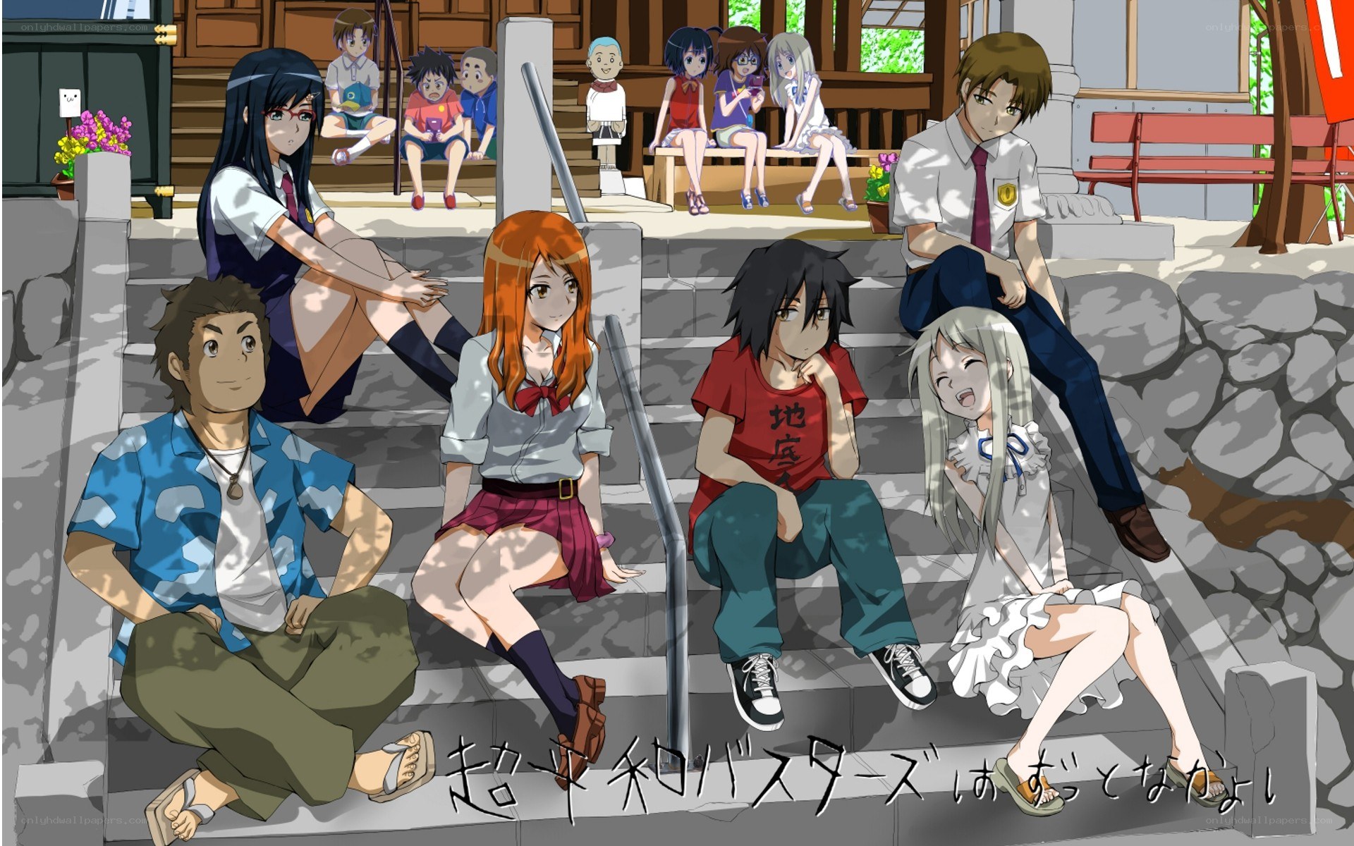 Anime characters on steps