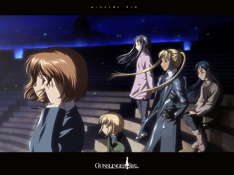 Anime Characters on Steps — Blue, Dramatic