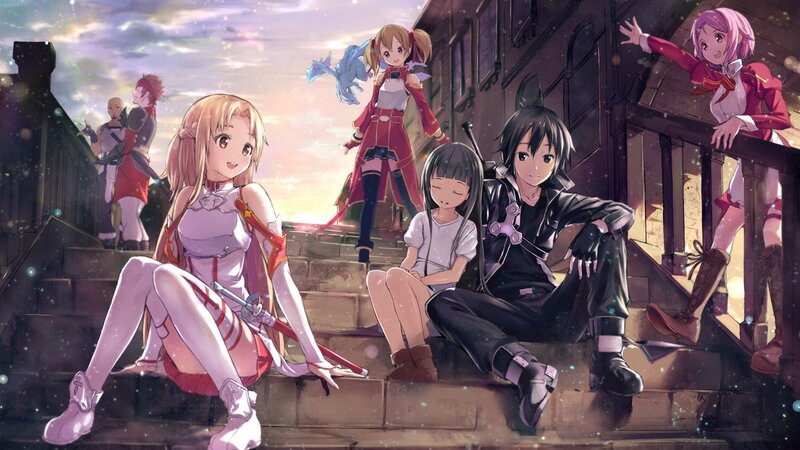 Anime Characters on Steps — Purple, Peaceful