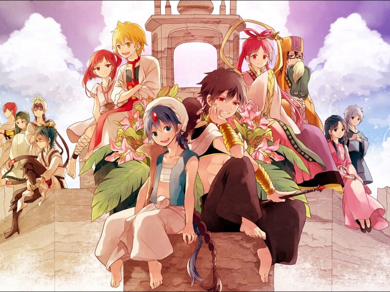 Anime Characters on Steps — Purple