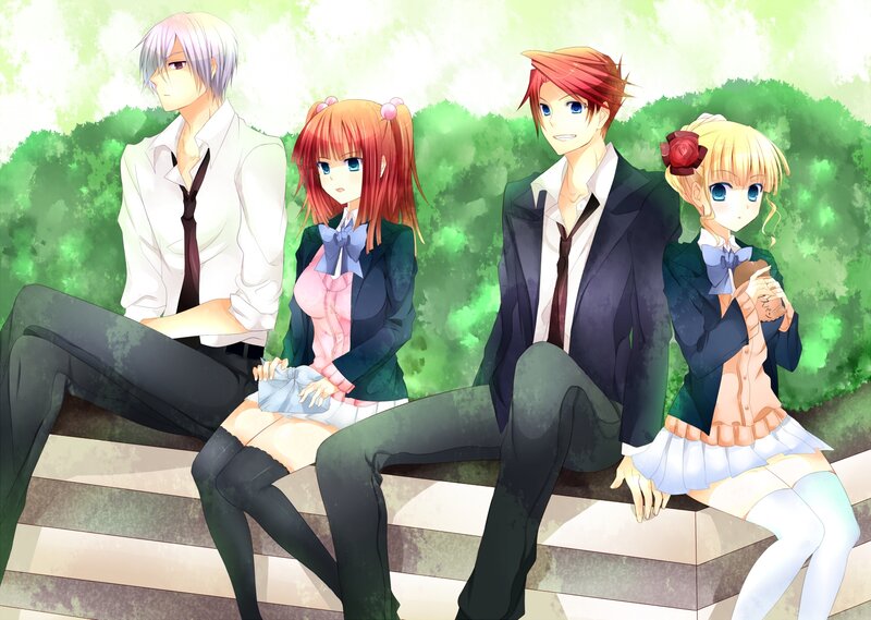 anime characters on steps