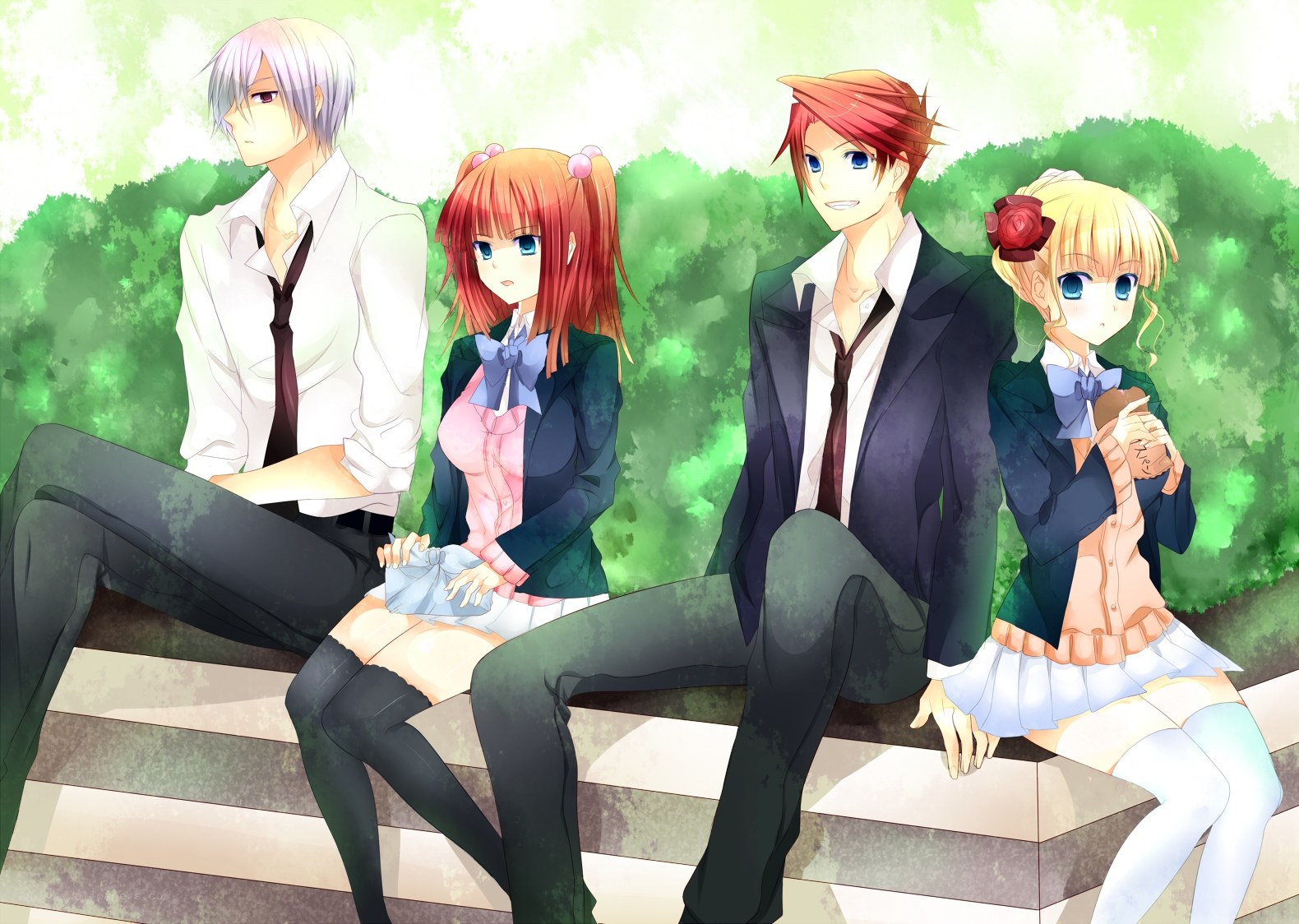 anime characters on steps