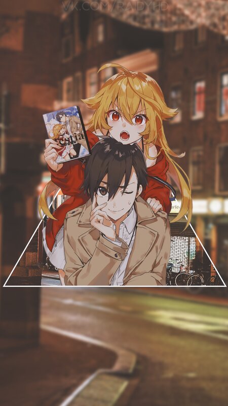 Anime Characters on Street — Brown, Dramatic, Night