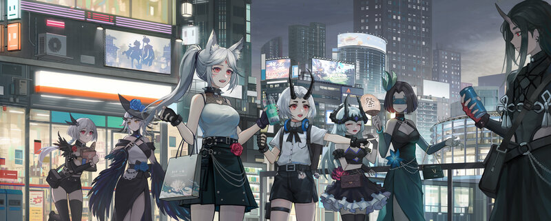 Anime Characters on Street — Gray