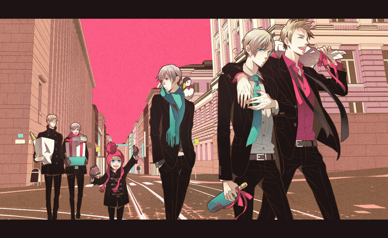 Anime Characters on Street — Pink