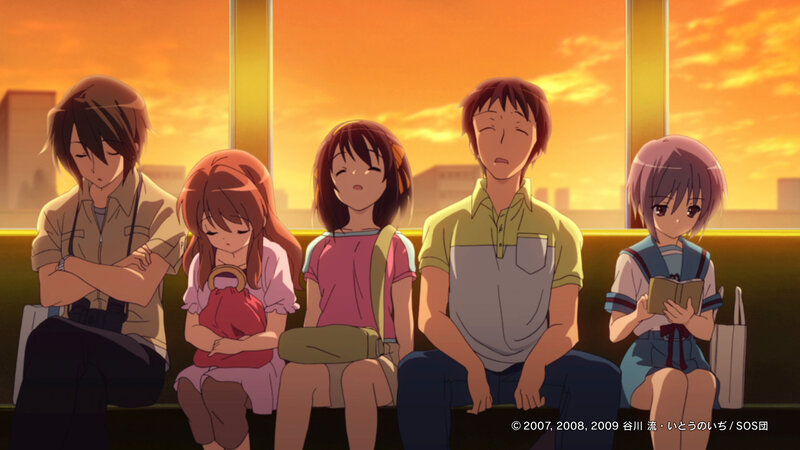 anime characters on train