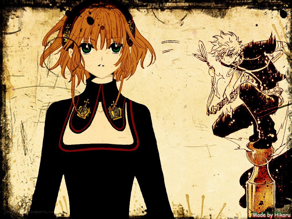 anime characters on vintage background