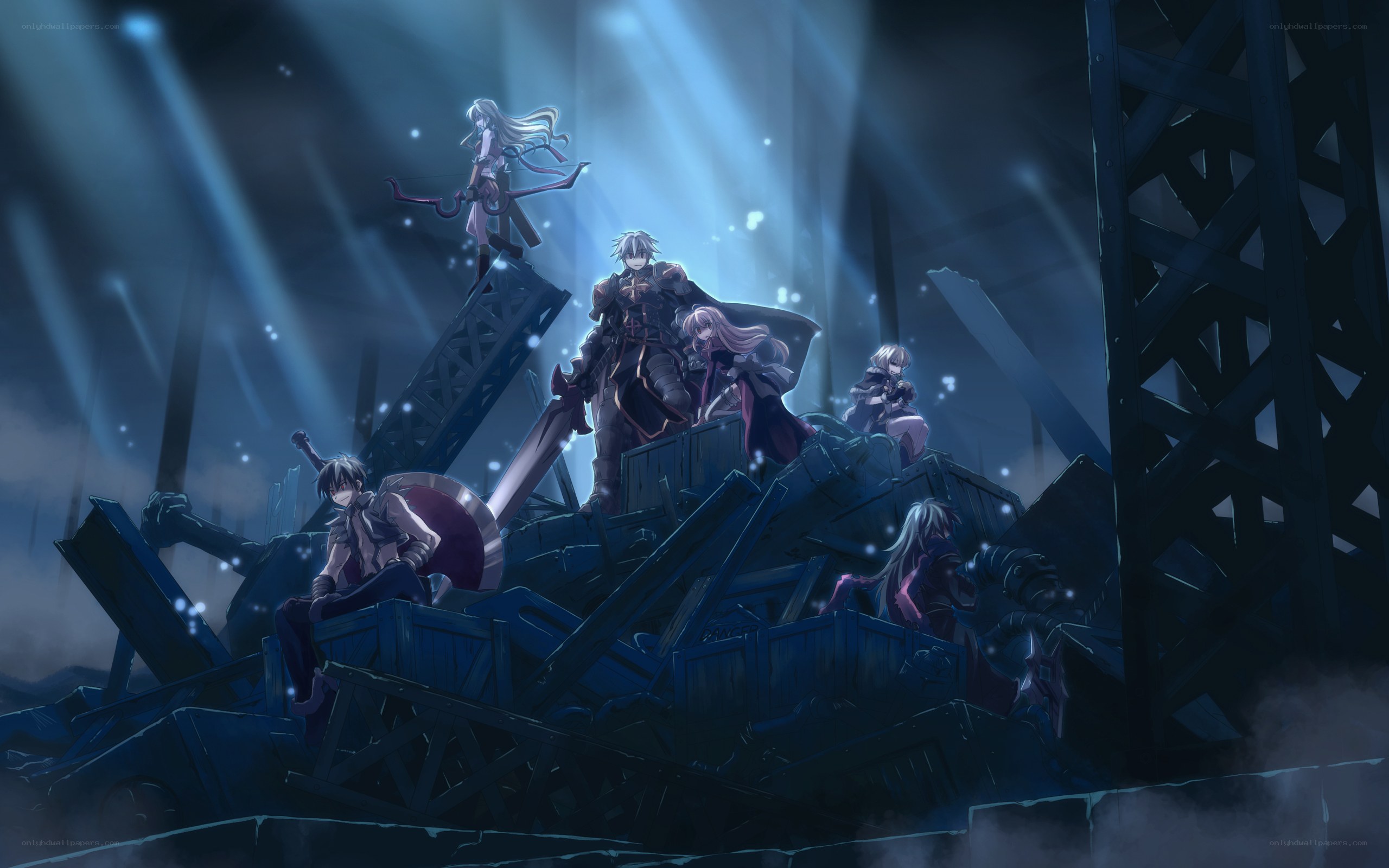 anime characters on wreckage