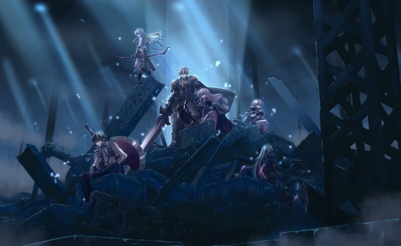 Anime Characters on Wreckage — Blue