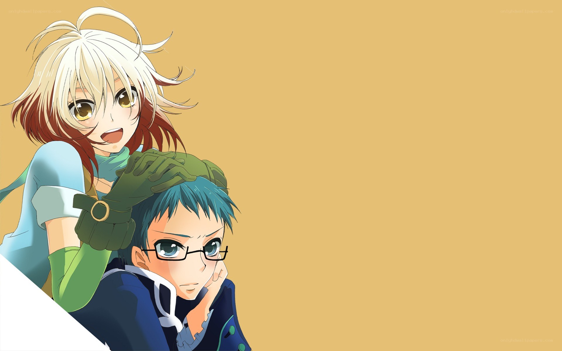 anime characters on yellow background