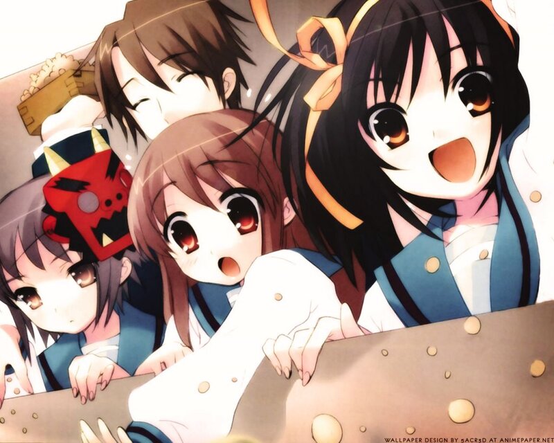 Anime Characters Peeking over Edge