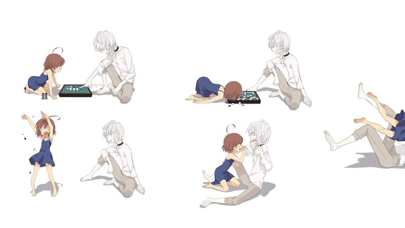 anime characters playing go