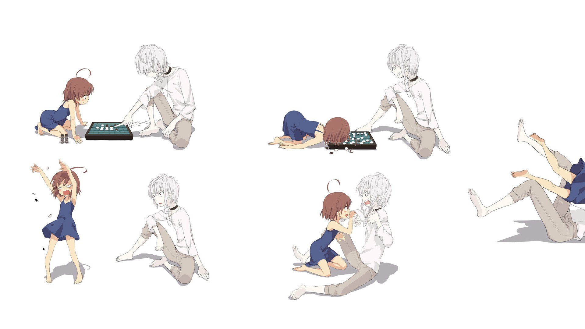 anime characters playing go