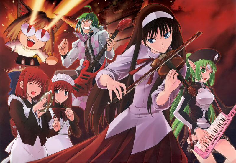 Anime Characters Playing Instruments — Red