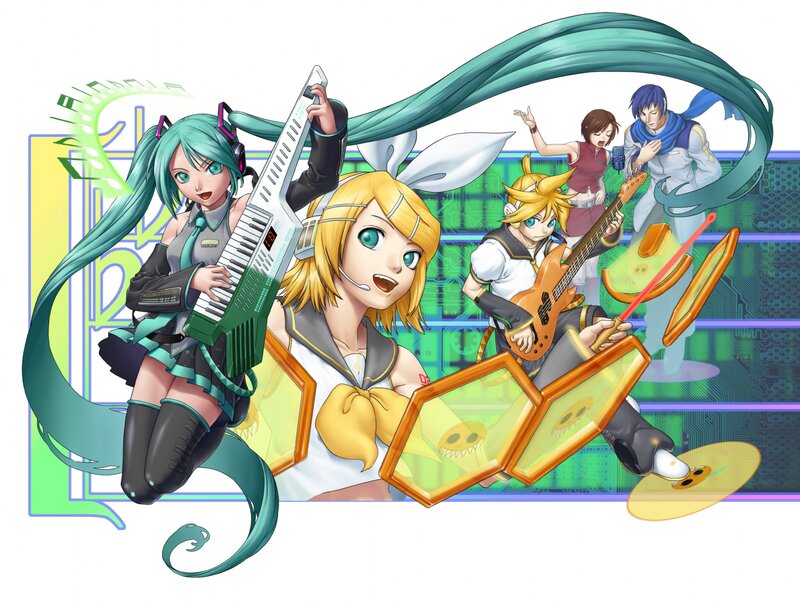 Anime Characters Playing Music — Green
