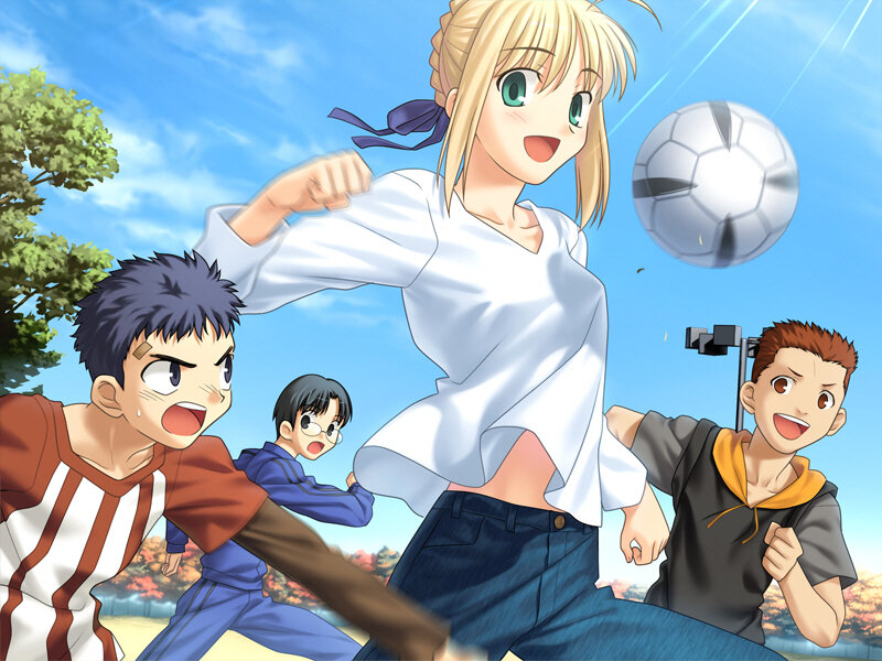anime characters playing soccer