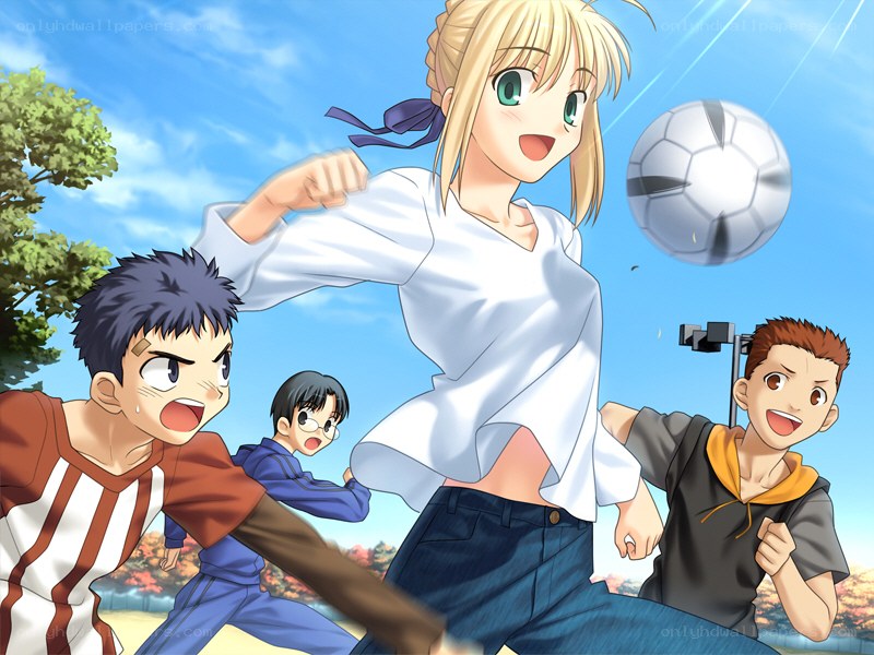 anime characters playing soccer