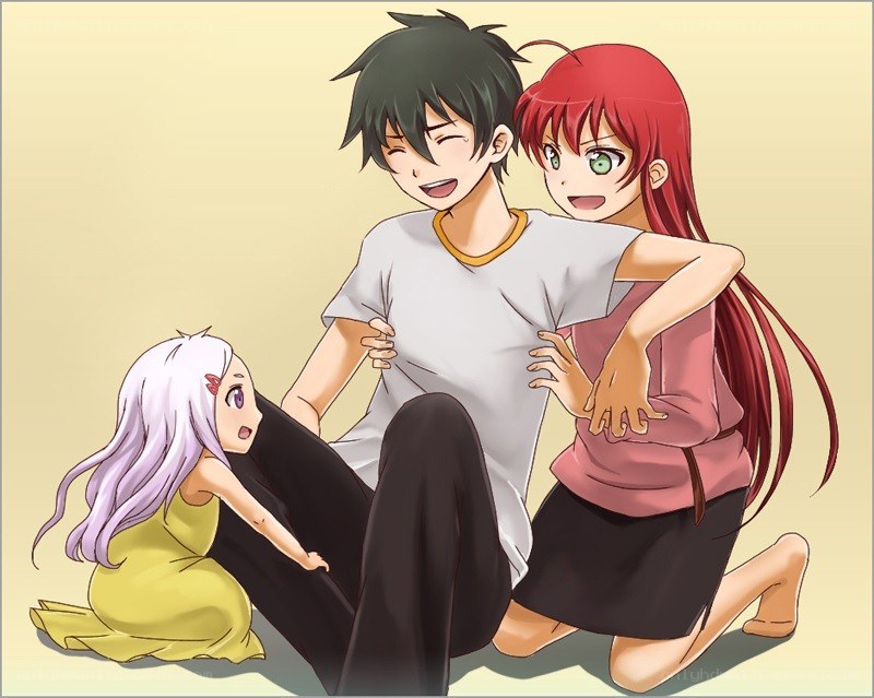 anime characters playing together