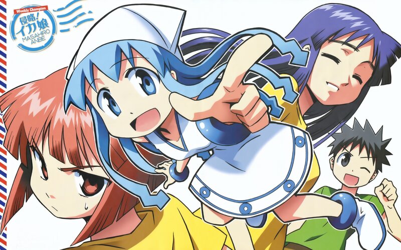 Anime Characters Posing — Blue, Energetic