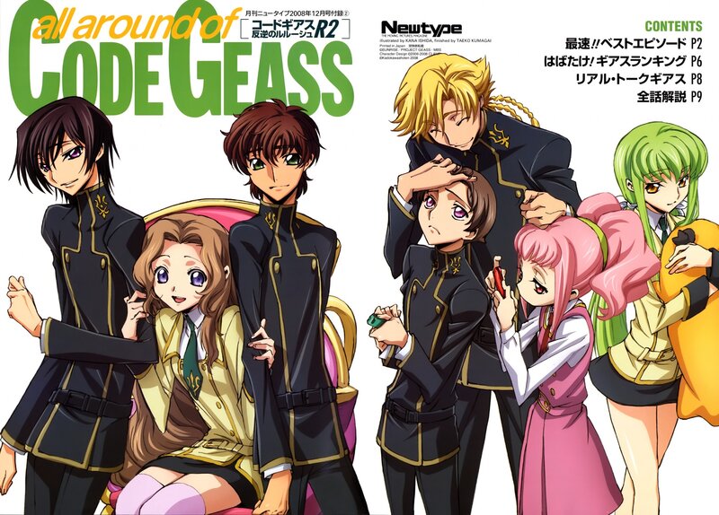 Anime Characters Posing — Green, Playful