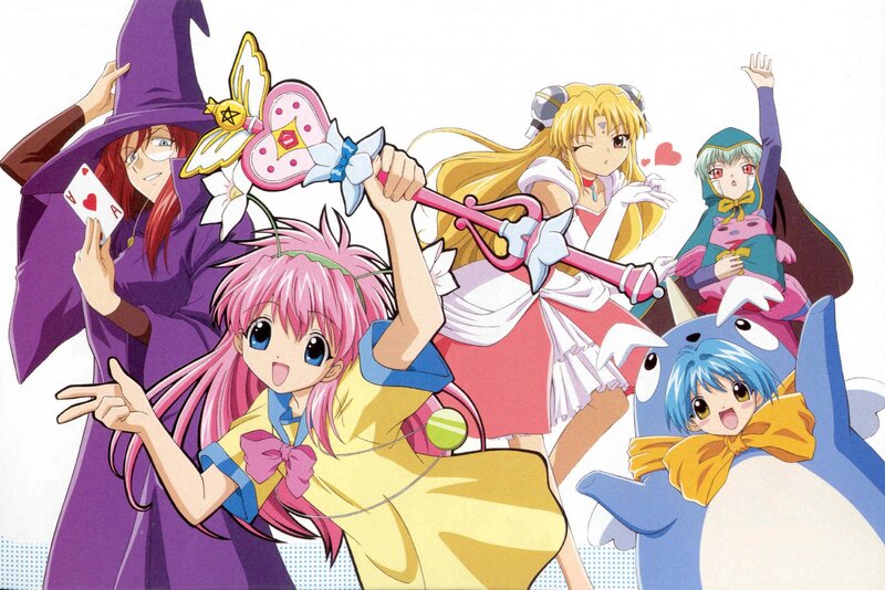 Anime Characters Posing — Pink, Playful