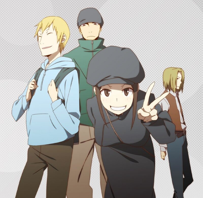 anime characters posing together