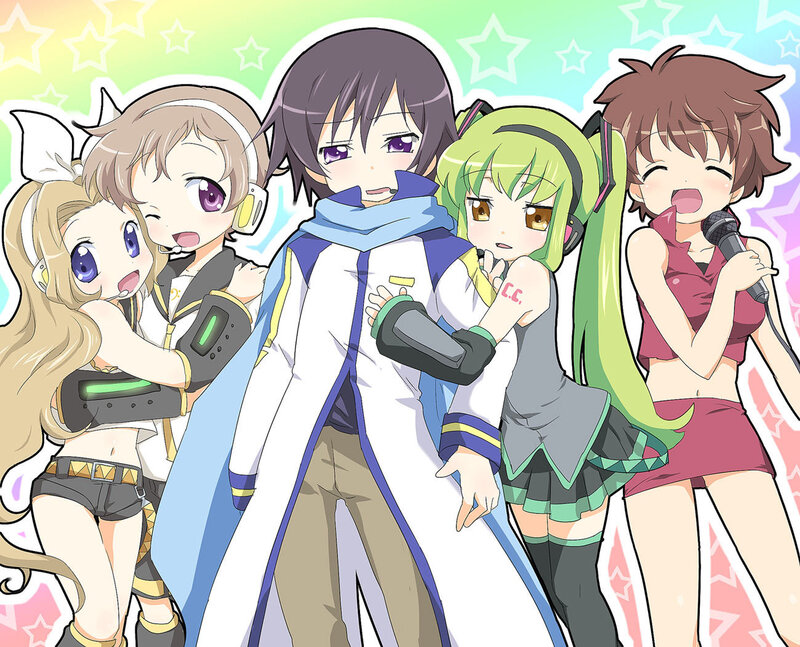 Anime Characters Posing Together — Green