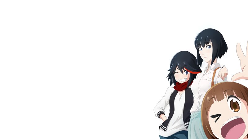 Anime Characters Posing — White, Playful, Scarf