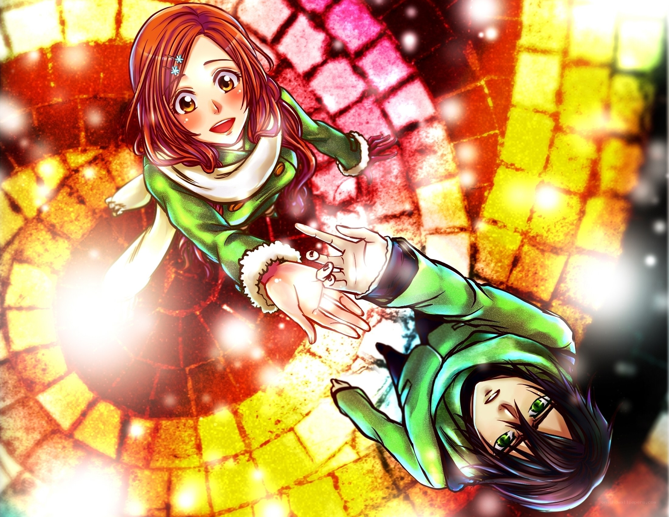 anime characters reaching out