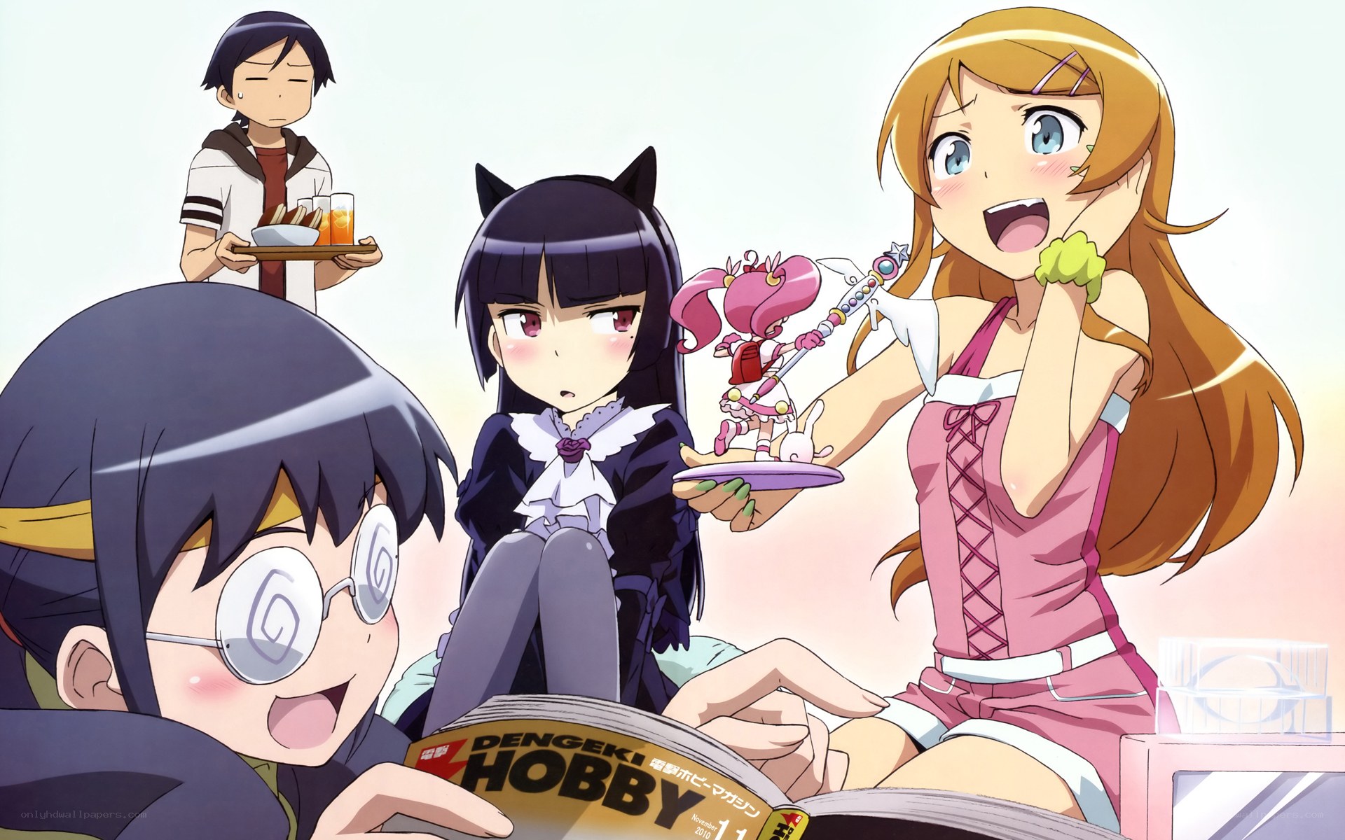 Anime characters reading a hobby magazine