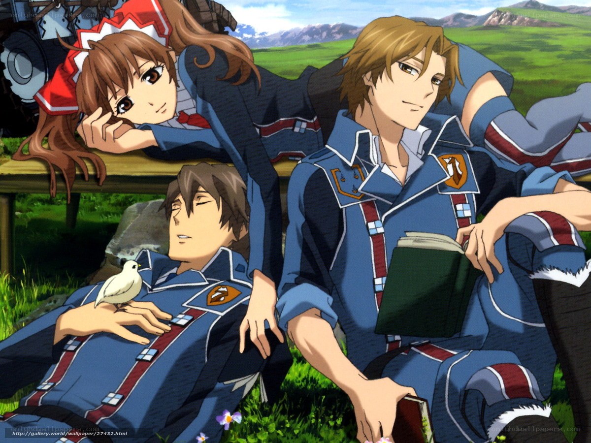 anime characters relaxing outdoors
