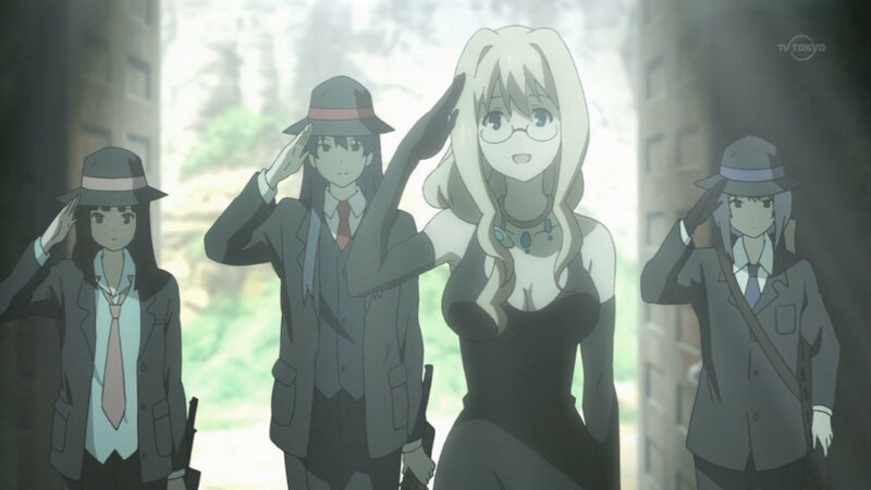 anime characters saluting