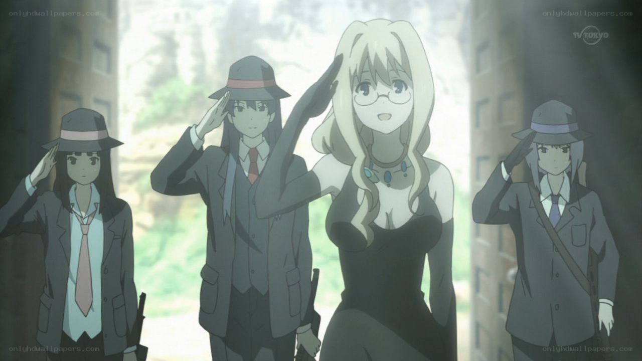 anime characters saluting