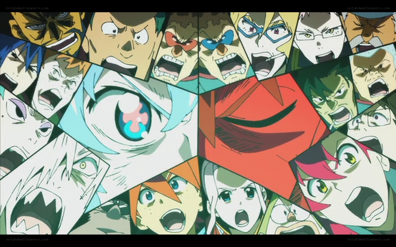 anime characters screaming collage