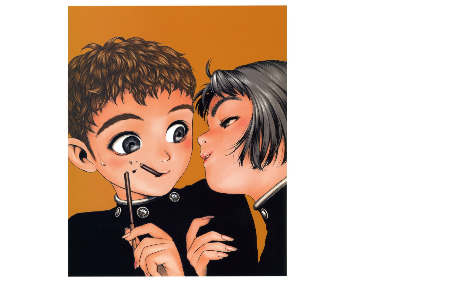 anime characters sharing a cigarette