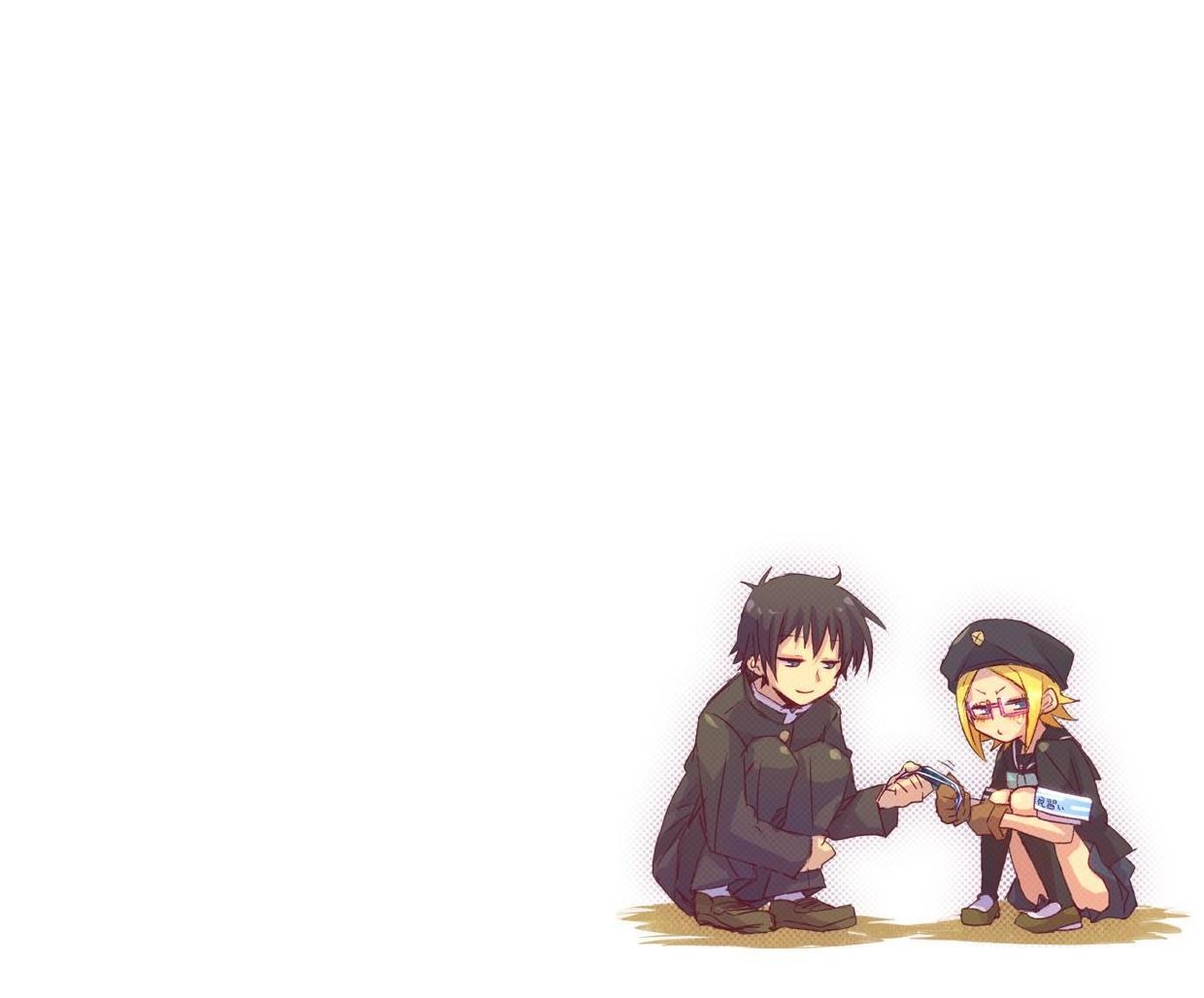anime characters sharing a snack