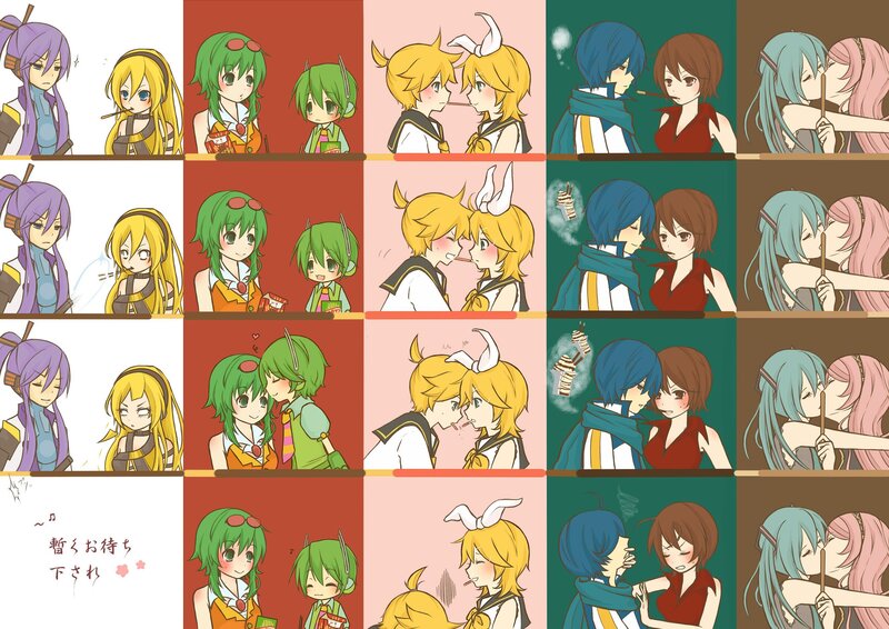Anime Characters Sharing Sticks