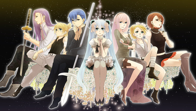 Anime Characters Sitting — Black