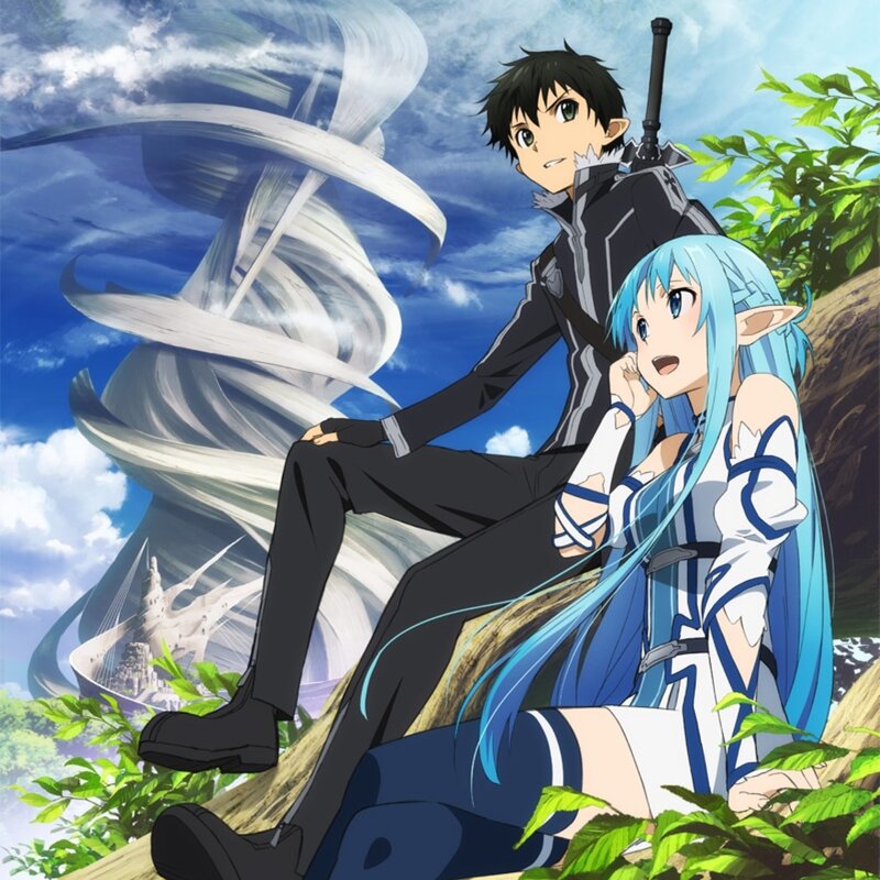 Anime Characters Sitting — Blue, Dramatic