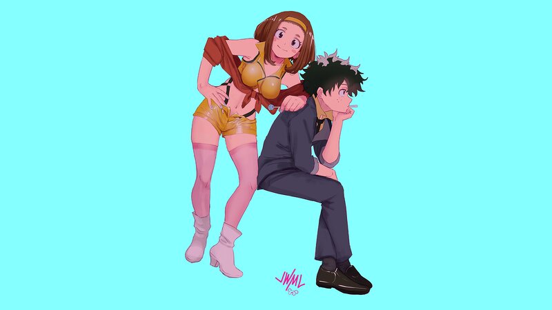 Anime Characters Sitting — Cyan